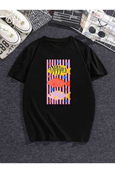 25W Women's Tattoo Fish Graphic Print Crewneck Short Sleeve T-Shirt – 2026 Ne...