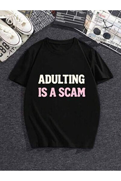 2BIR تي شيرت للجنسين بطبعة "Growing Up Is Scam" - قميص ممتع بأكمام قصيرة وطبا...