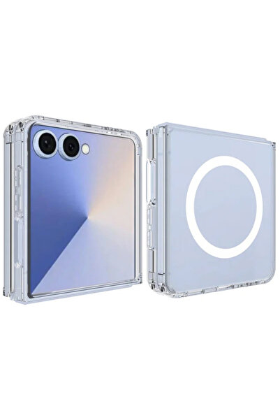 bbtech Samsung Galaxy Z Flip 8 ile Uyumlu MagSafe Darbe Ve Kamera Korumalı İnce Şeffaf Sert TPU Sararmaz Kılıf