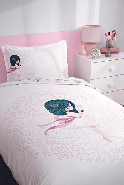 Özdilek Ranforce -Butterfly Ballet Pink- Single Duvet Cover Set with Elastic ...