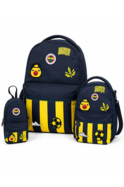 Fenerbahçe Lisanslı Sarı Lacivert 3'lü Okul Çantası Seti - Sırt Çantası, Besl...