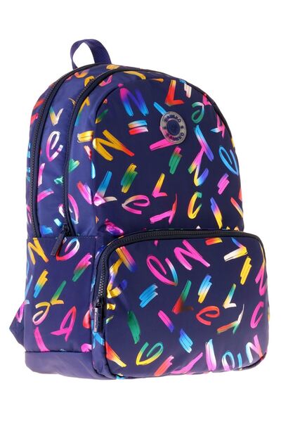 KAUKKO Shine Three-Compartment Navy Blue Patterned Primary and Secondary Scho...