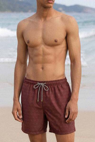 Aytuğ&Mısırlı Egyptian Men's Patterned Swim Shorts Claret Red