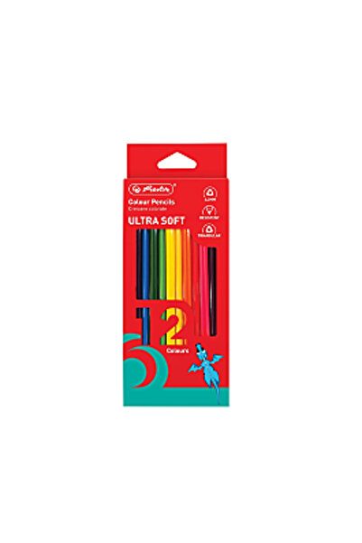 Herlitz Creioane colorate triunghiulare ultra-moi, mină de 3,3 mm, set de 12