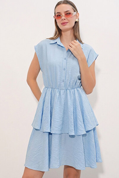 Bigdart Women's Zero Sleeve Fold Dress 2622 - Blue