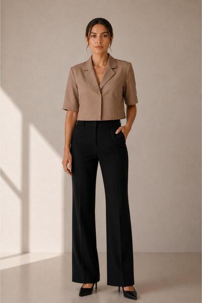 ALEXANDERGARDI Linen Short Sleeve Crop Blazer Jacket