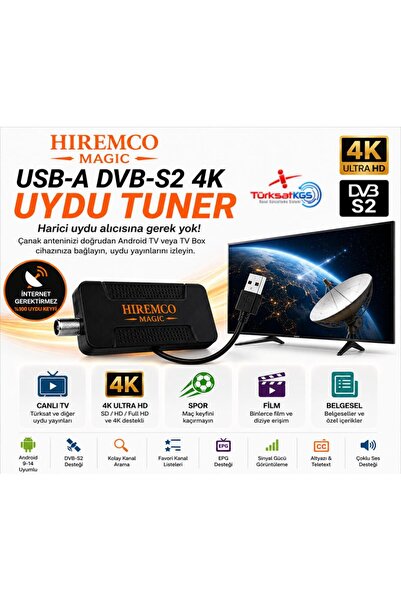 Hiremco Magic USB-A DVB-S2 4K Uydu Tuner