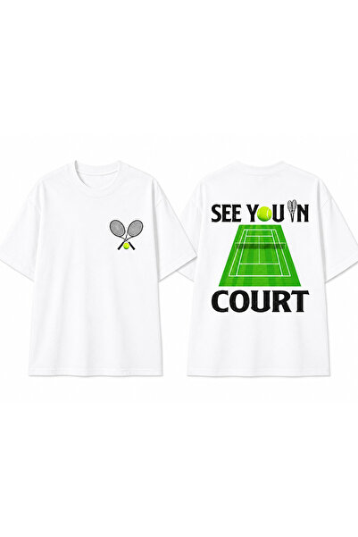VODEXA Unisex Oversize Tennis Printed T-Shirt 100% Cotton Tennis Themed Comfo...