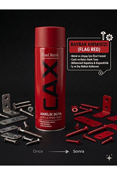 caxcolors CAX Akrilik Sprey Boya 400ml - Metal Hırdavat Vida Bağlantı Aparatı...