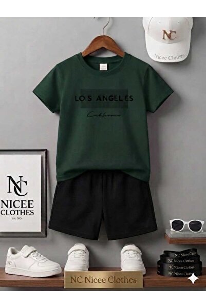 Leto Lykia Summer Children's T-Shirt Shorts Unisex (Black Patterned Losangeli...