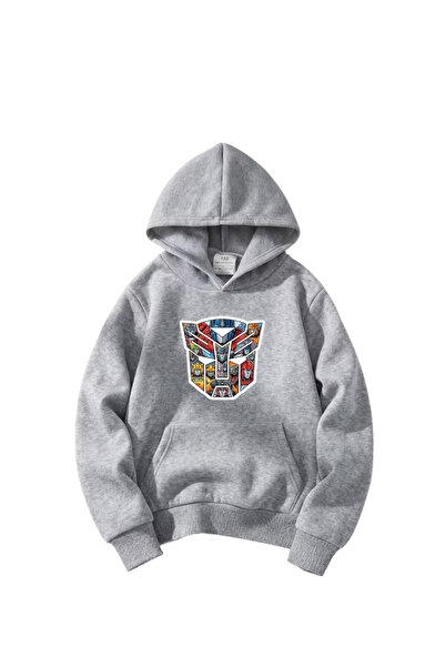 haha Oversize Hooded Transformers Printed Sweatshirt for Boys