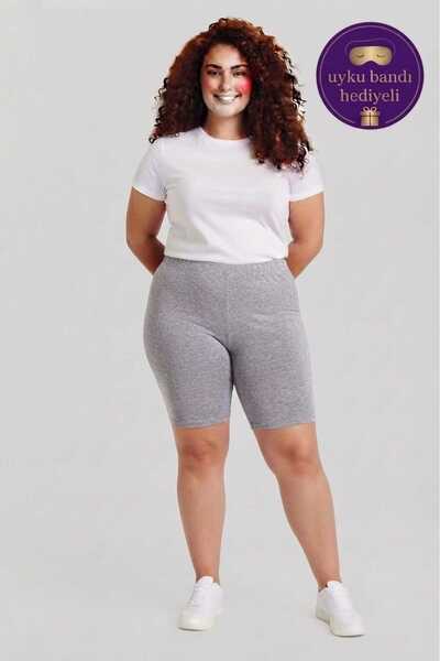 Tutku Gray Women's Cotton Flexible Combed Cotton Above Knee Short Leggings - ...