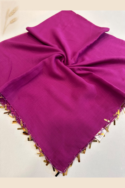 KB Bursa İpek Hand Embroidered Gold Yellow Sequin Solid Color Writing Gift Bo...