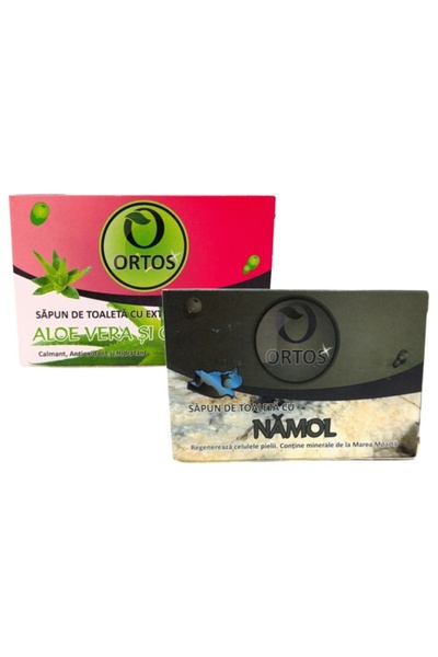 Ortos Kit 2 sapunuri terapeutice (Namol+Aloe) 2x100g