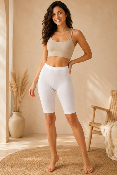 QKK Women's Modal Cotton Lycra Long Leg Short Tights Jacquard Waist