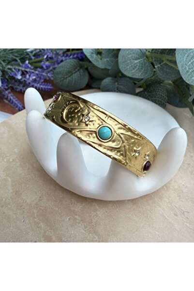nesdesignn Moon tattooed stone steel handcuff