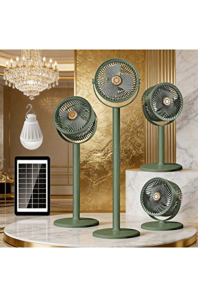 Generic Solar Powered Floor Fan 5 Speed 4 Heights Green Fast Charging Type C ...