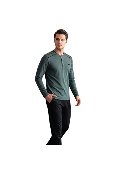 Over Sleep by Poleren Over Sleep 2405 Men's Winter Single Jersey Pajama Set