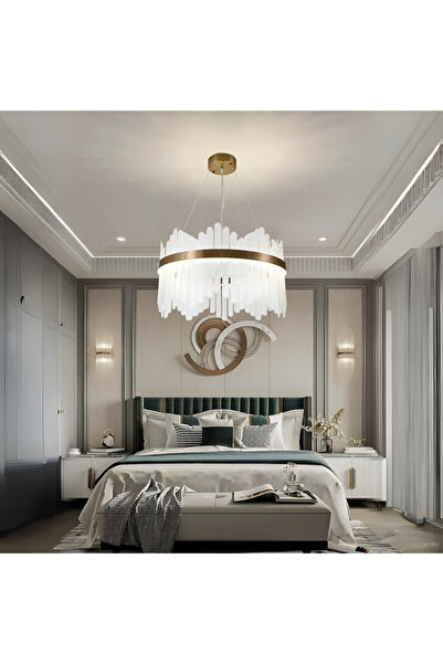 RFAN LED Chandelier RFAN, Model H2126/400, Crystal Texture, Metal, 100W, Gold