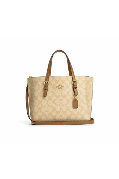 Coach Γυναικεία τσάντα Mollie Tote 25 από καμβά Signature, σε καφέ άμμου