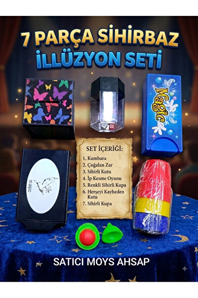 moysahsap party&ahşap 7-Piece Children's Educational Magic and Illusion Set