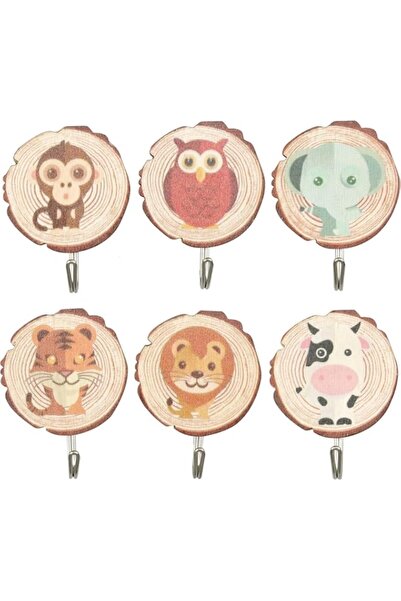 Generic Mocrop 6 Pieces Self Adhesive Hook For Children, Wooden Hooks For Chi...