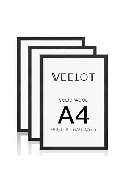 Generic Brand A4 Photo Frame Black Solid Wood Set of 3 with HD Plexiglas for ...