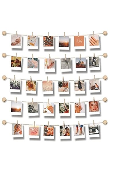 Generic Brand Photo Display - 30 x 30 inch - Wall Hanging String with Clips -...