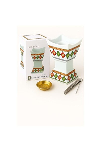 Generic Handcrafted 8.5″ Ceramic (مبخرة) Bakhoor Burner with Gold Charcoal Tr...