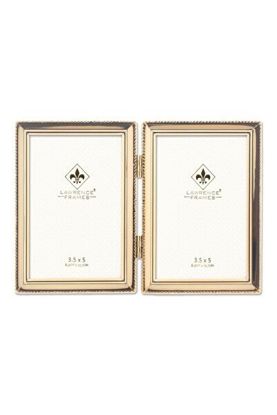 Generic Lawrence Frames Classic Bead Picture Frame, 3.5x5 Double, Gold, 2 Count