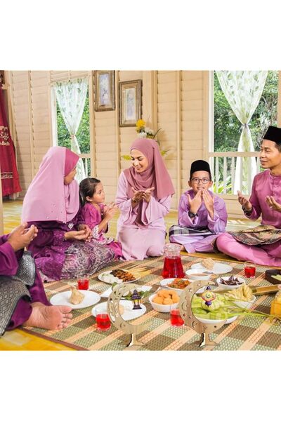 Generic Brand BPA 2 Pieces Ramadan Eid Mubarak Ornaments Wooden Moon Star Lig...