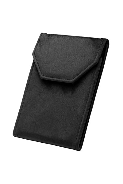 Generic Luxury Velvet Jewelry Travel Folder, Black, Soft Storage Display Case...