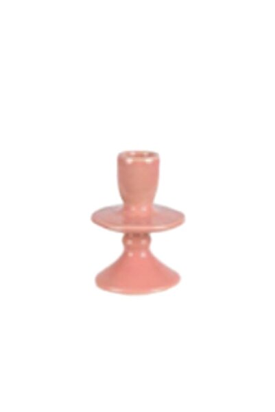 Generic Brand Elegant Pink Glass Candlestick Holder, Vintage-Inspired Taper C...