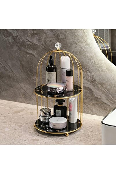 Generic 2 Tier Bathroom Makeup Storage Rack Shelf Marble Countertop Tray Cosm...