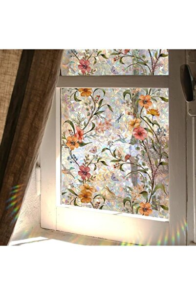 Generic Brand Colorful Floral Bouquet Window Stickers | Stained Glass Film, R...