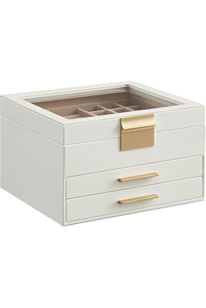Generic Brand Jewelry Box Organizer with Glass Lid, 3-Layer Jewelry Storage, ...