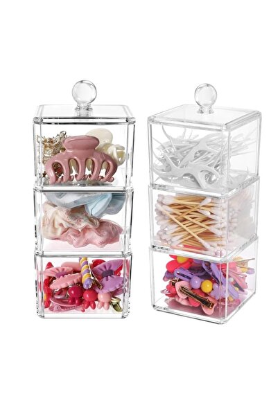 Generic BLVRYVIO Hair Accessories Organizer, 2 Pack of 3 Drawer Clear Plastic...