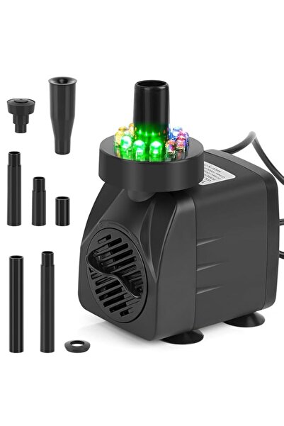 Generic Brand Submersible Pond Fountain Pump with colorful LED Light, 7.2ft W...