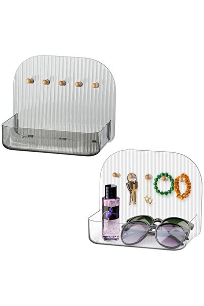 Generic 2 Pack Entryway Desktop Organizer – Key Tray with 5 Hooks, Dresser Ra...