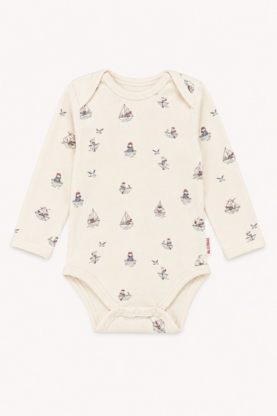 Tiffany Baby Krooboy Organic Theme Long Sleeve Baby Bodysuit 14011
