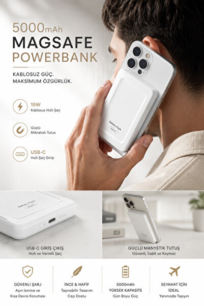 thekam Magsafe Manyetik Kablosuz Powerbank 1000mAh / 5000mAh