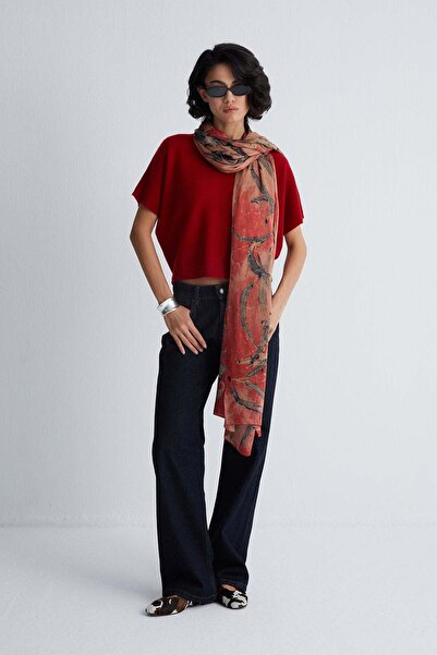Silk and Cashmere Gül Kurusu Saf İpek El Baskısı Ekolojik Şal