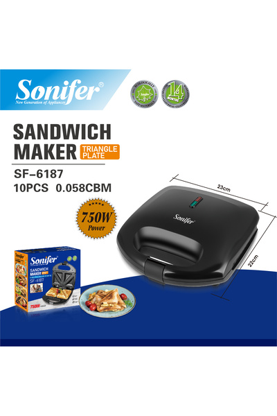 Sonifer صانع الساندويتشات 750 واط غير لاصق - ضمان لمدة سنتين SF-6187
