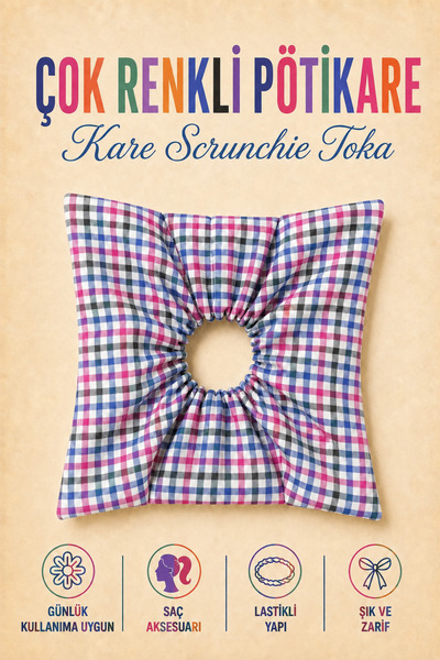 Hophera Pötikare Square Scrunchie Strong Elastic Hair Clip