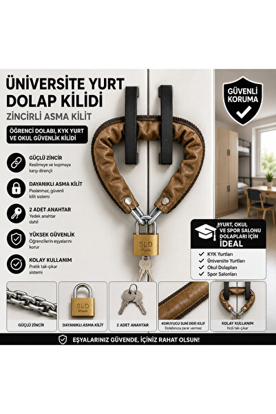 lawrenceshop Καφέ λουκέτο ντουλάπας κοιτώνα πανεπιστημίου με αλυσίδα – Κλειδα...