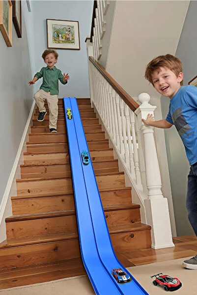 elisalife Oyun Esnek Yarış Pisti Kıvrılabilen Aksiyon Pisti Go Track 4.5 Mt Flex Track Oyuncak Mavi Blue