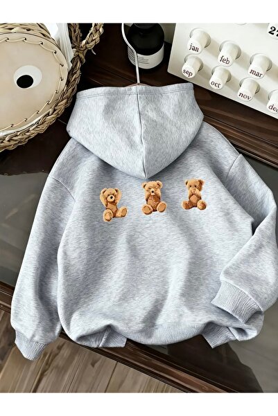 FUFLUNS Bear Printed on the Back Oversize Unisex Women'S/Men's Hooded Sweatshirt