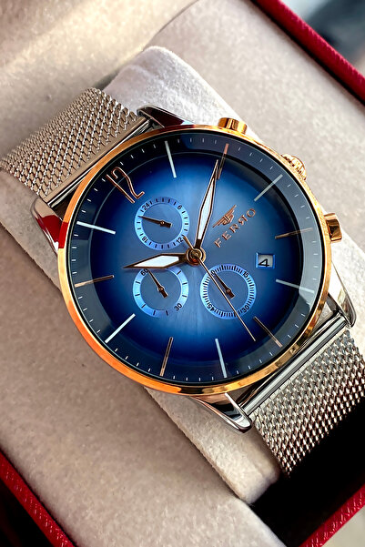 FERRO Men's wristwatch steel band 2 years warranty waterproof boxed