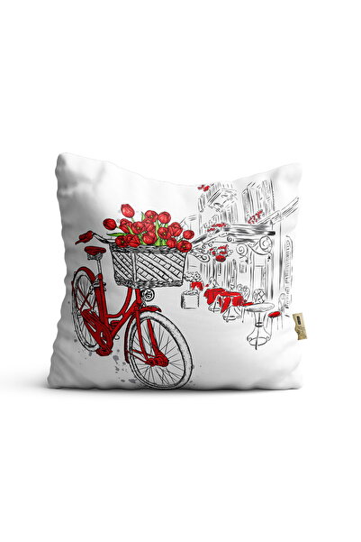4KF Kırlent Kılıfı 42x42cm Dekoratif Kırlent Yastık Kılıfı Yeni Sezon Bisikleti Modeli Bf 03
