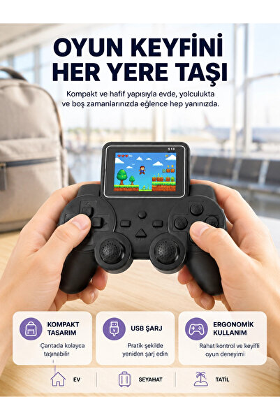 Eco Lounge Mini Retro Oyun Konsolu S10 2.8 İnç Ekran Taşınabilir Klasik Atari Yeni Nesil